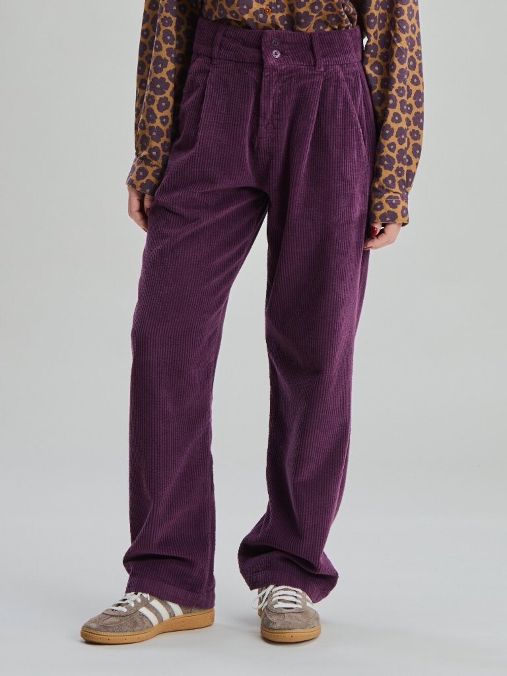 Purple 100% Organic Cotton Pleat Corduroys